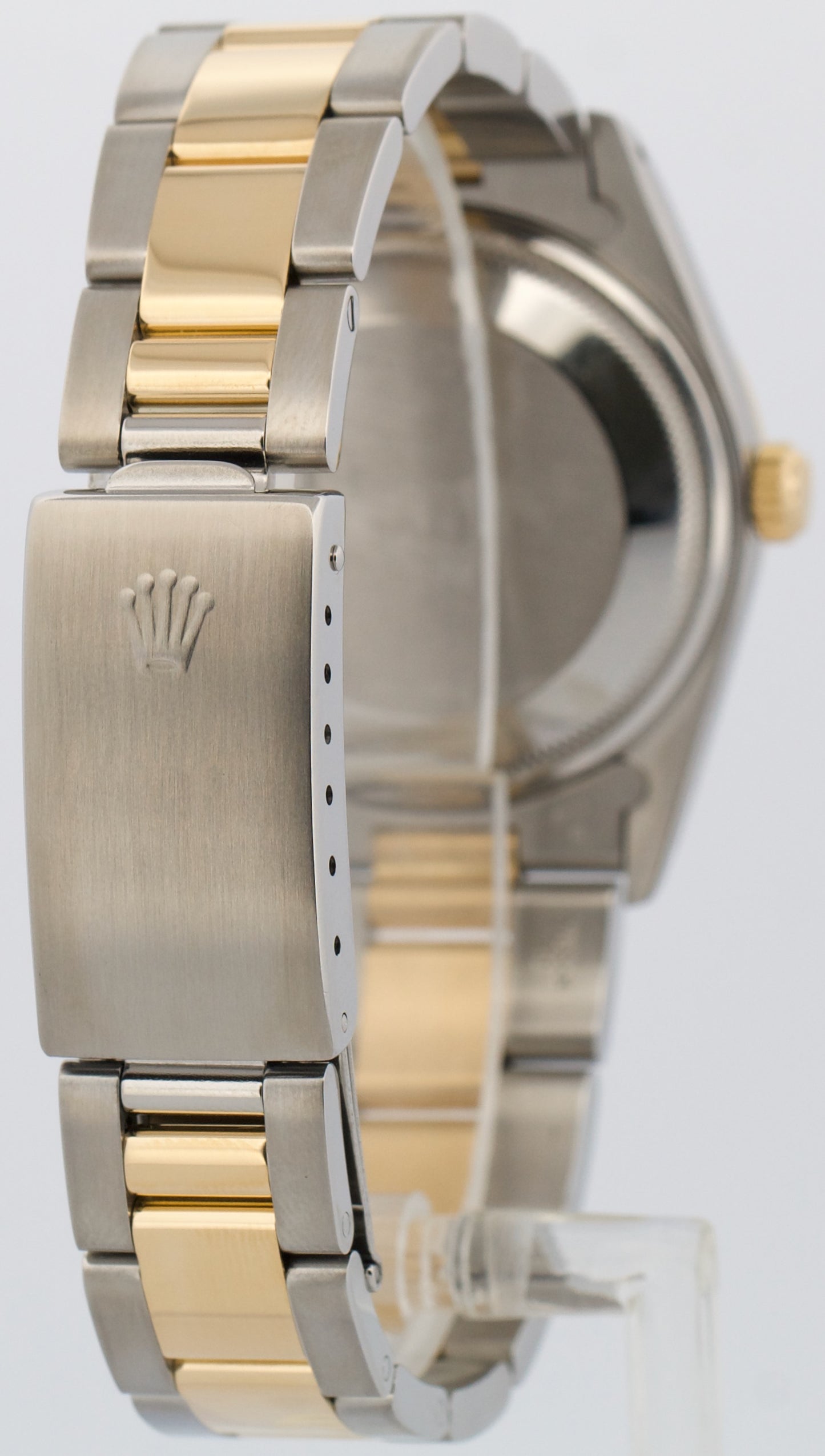 PAPERS Rolex Oyster Perpetual Date 34mm BLACK 18K Yellow Gold OYSTER 15233 BOX