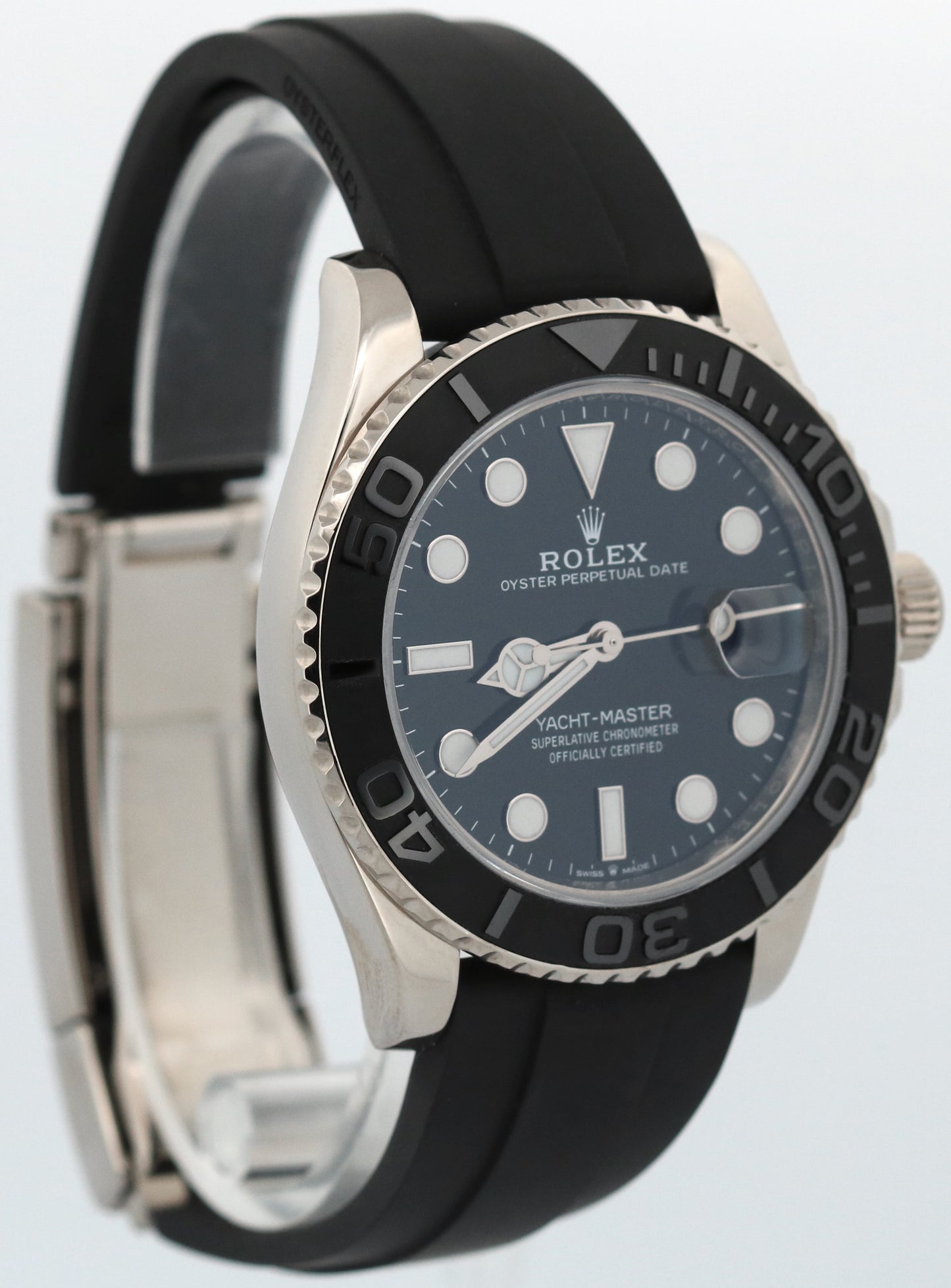 Rolex Yacht-Master BLACK 18K White Gold Oysterflex Rubber 42mm 226659 BOX