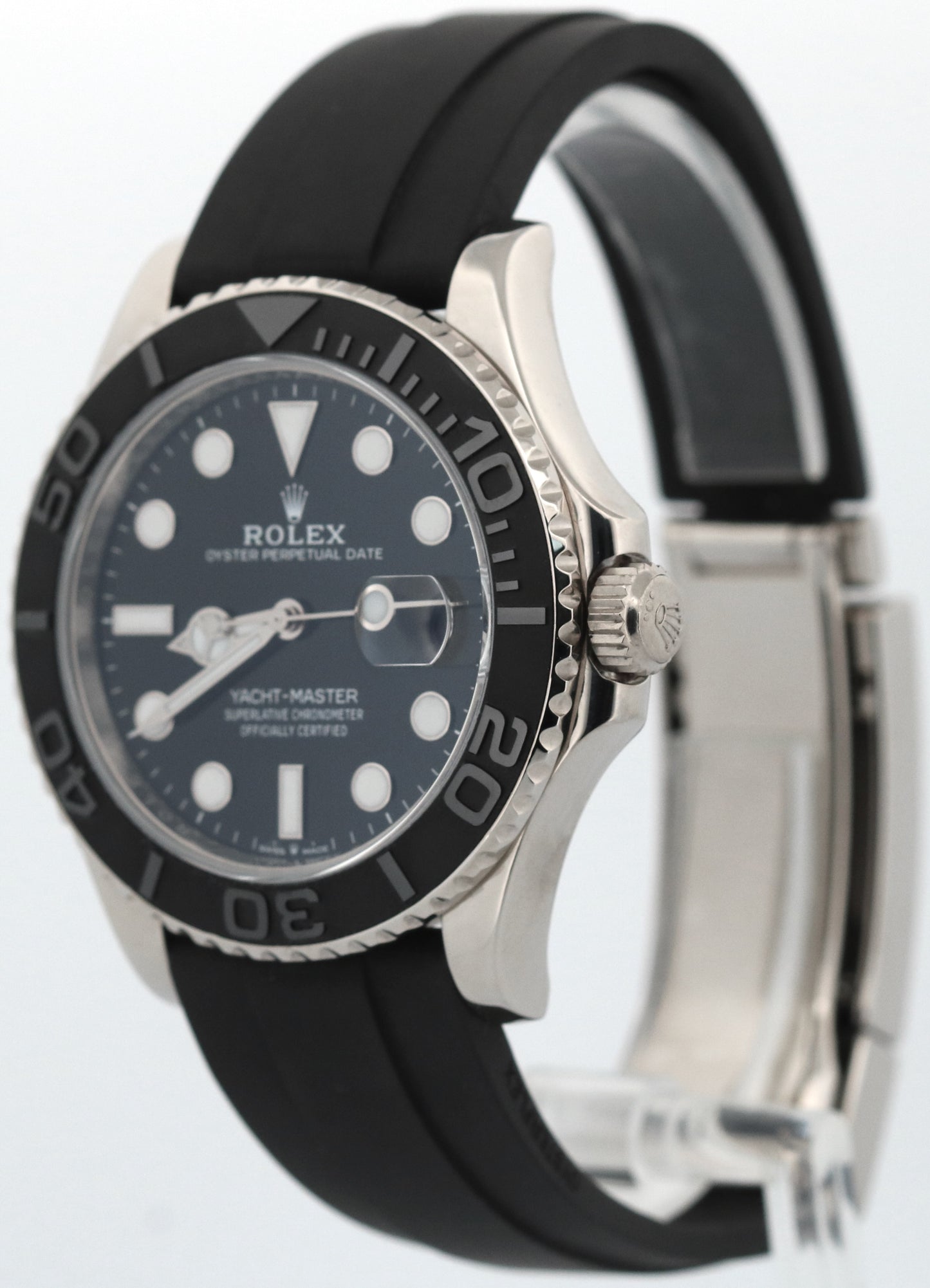 Rolex Yacht-Master BLACK 18K White Gold Oysterflex Rubber 42mm 226659 BOX