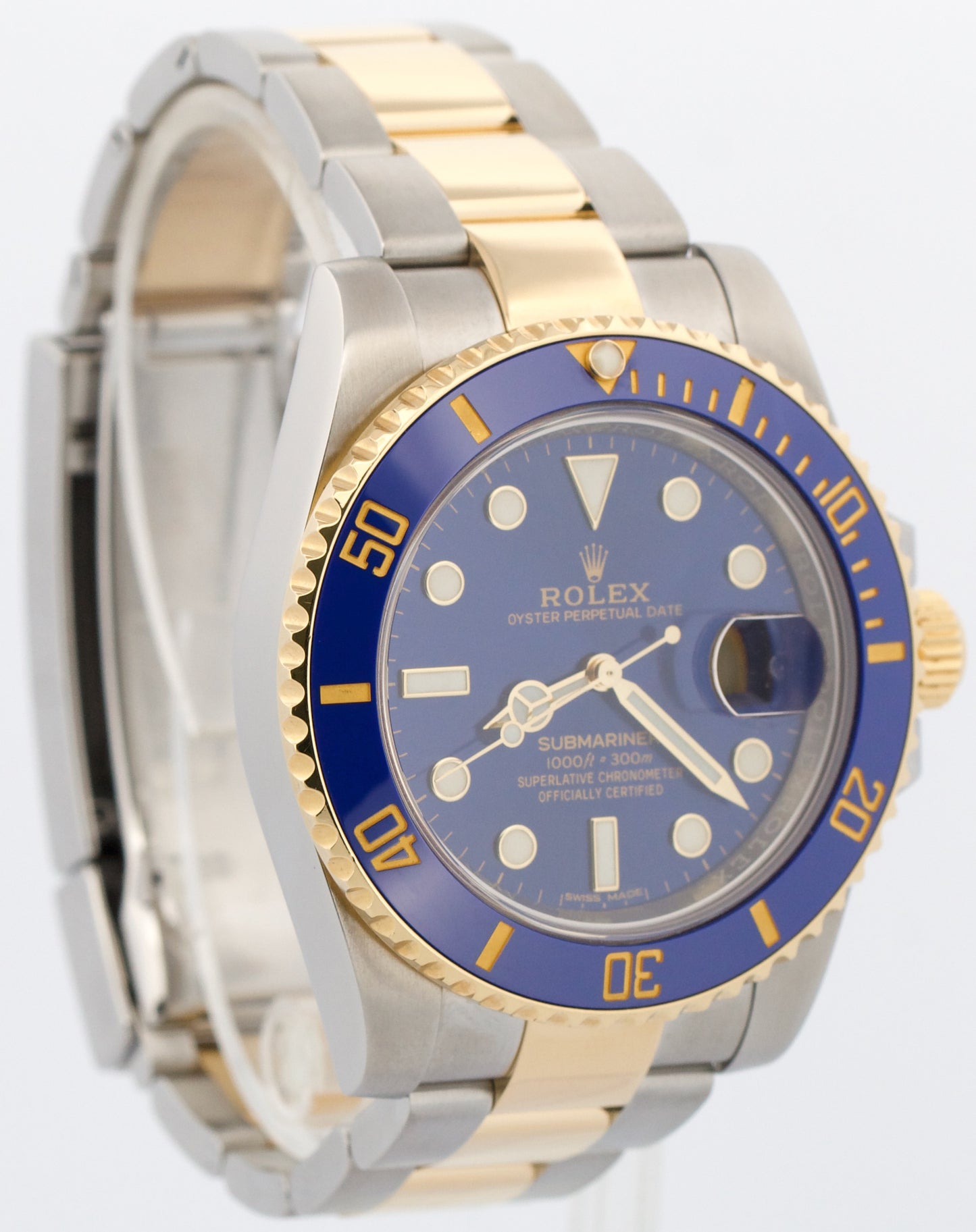 Rolex Submariner BLUE 40mm Ceramic 18K Yellow Gold Two-Tone Steel 116613 LB BOX