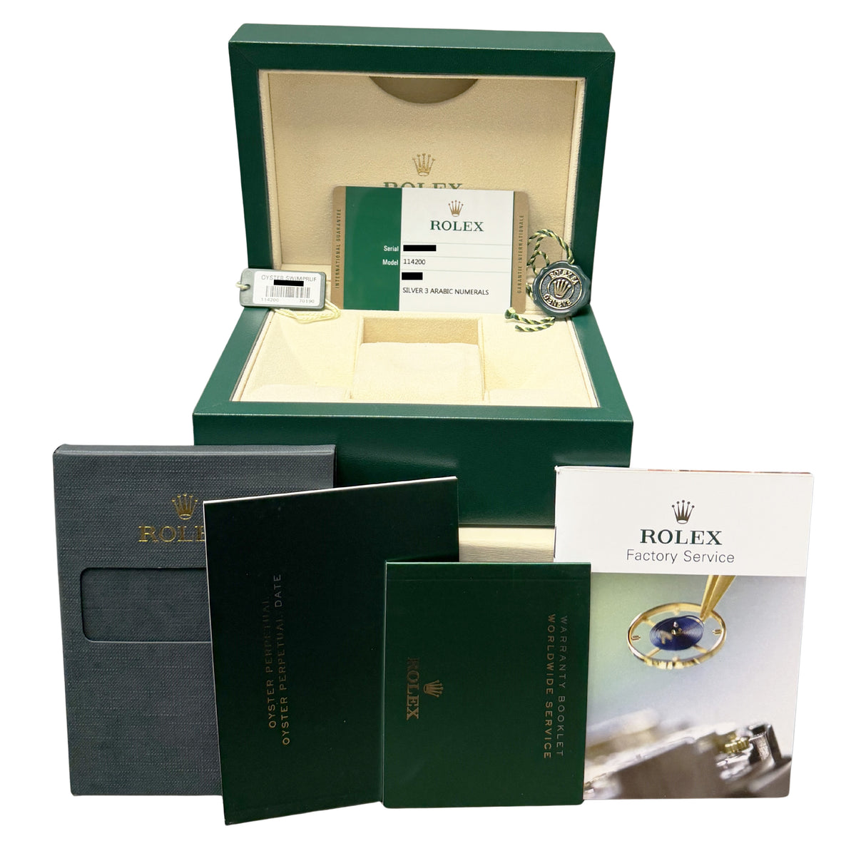 NOS Stickered 2016 Rolex Oyster Perpetual 114200 Silver 34mm Watch Box Papers