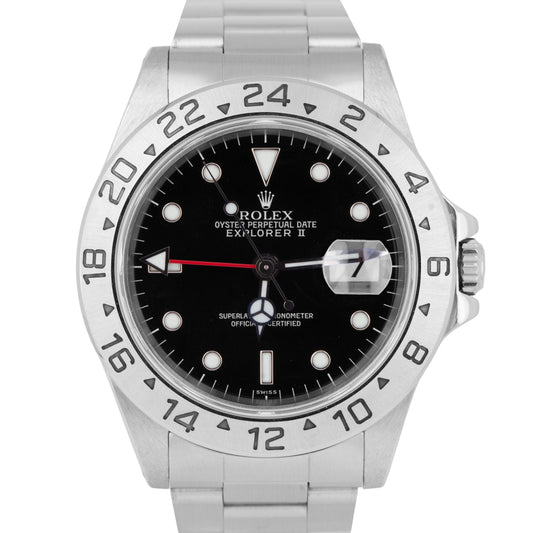 Rolex Explorer II Black Dial Stainless Steel SWISS ONLY 40mm Watch Red GMT 16570