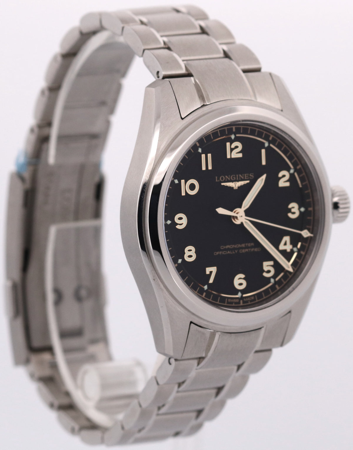 Longines Spirit Pilot L3.809.4.53.6 Black Stainless Steel 39.0mm Box Papers