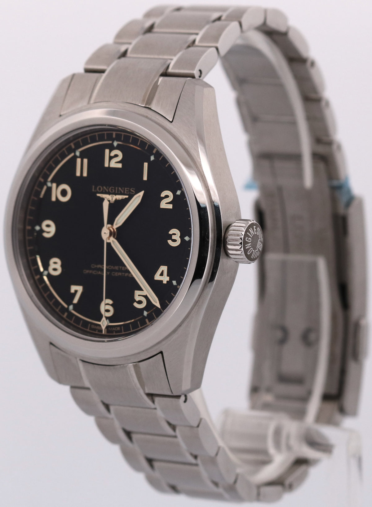 Longines Spirit Pilot L3.809.4.53.6 Black Stainless Steel 39.0mm Box Papers