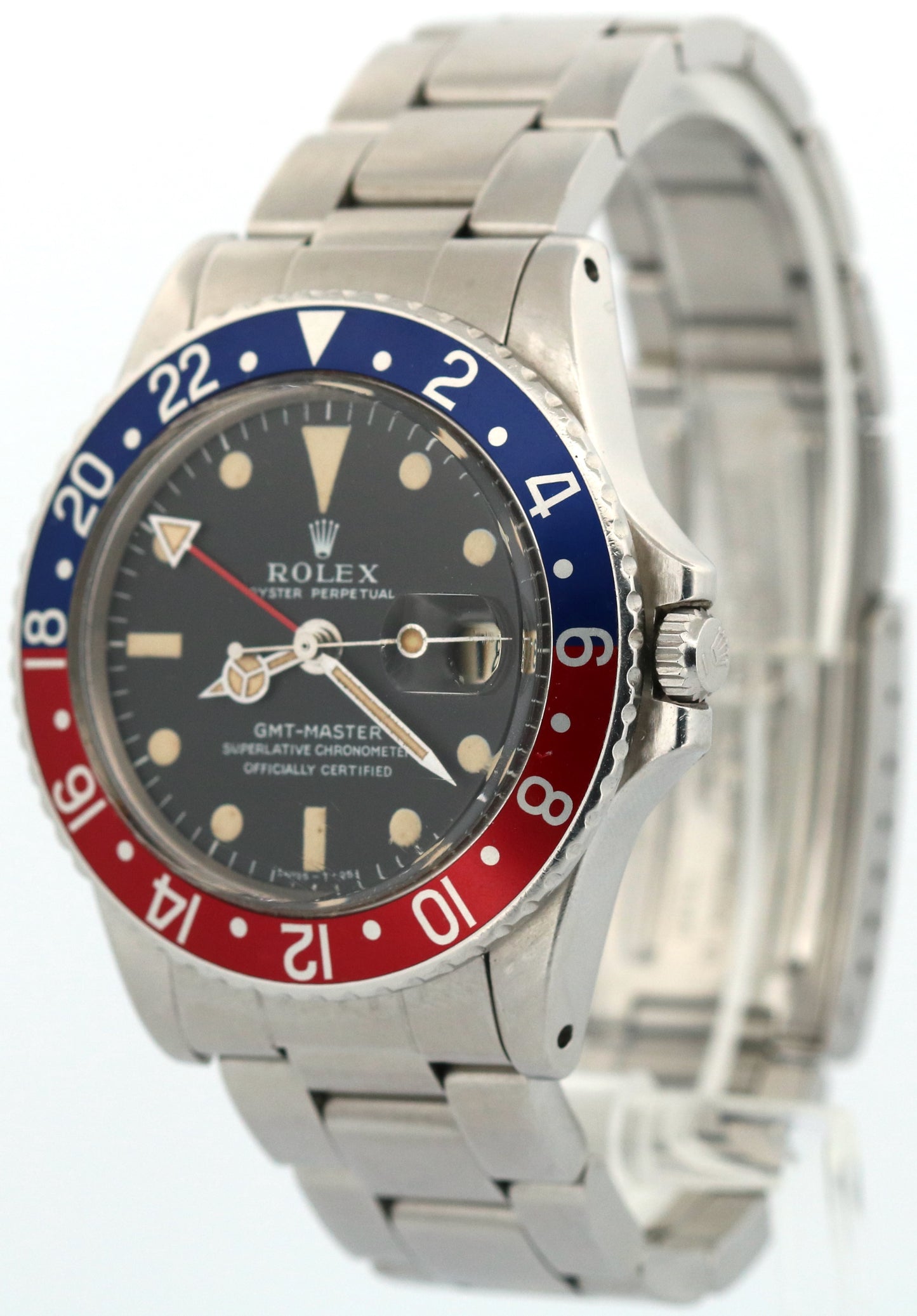 VINTAGE 1968 Rolex GMT-Master PATINA PEPSI Steel 1.9XX MK1 Long-E 40mm 1675