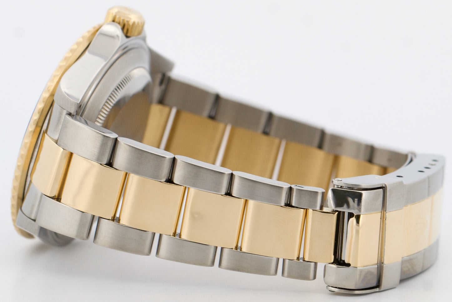 Rolex Submariner Date 40mm BLUE 18K Gold No-Holes Steel GOLD BUCKLE 16613 Watch