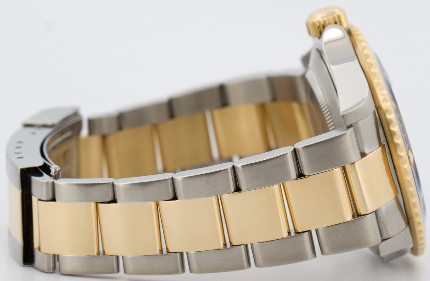 Rolex Submariner Date 40mm BLUE 18K Gold No-Holes Steel GOLD BUCKLE 16613 Watch