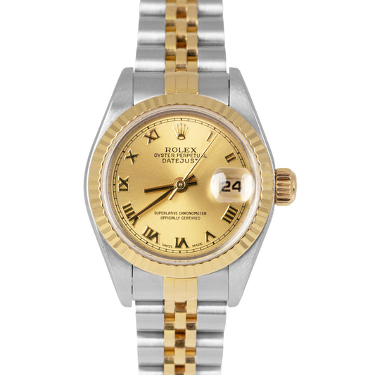 Ladies Rolex DateJust Two-Tone 18K Gold Steel CHAMPAGNE Jubilee 26mm Watch 79173