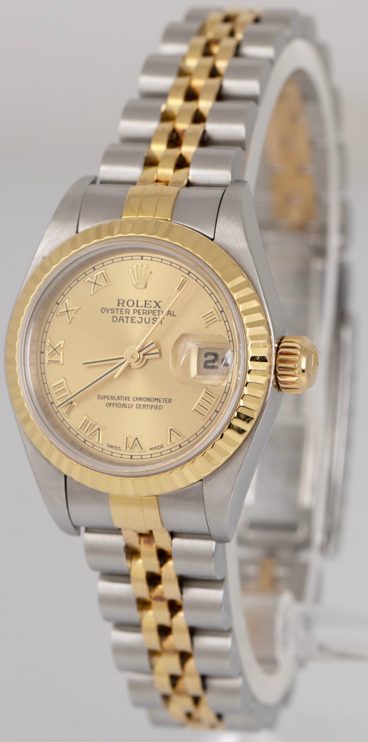 Ladies Rolex DateJust Two-Tone 18K Gold Steel CHAMPAGNE Jubilee 26mm Watch 79173