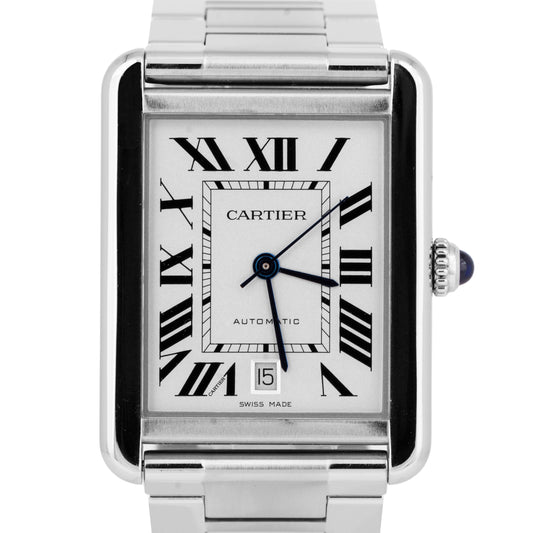 MINT Cartier Tank Solo Silver 31mm Stainless Steel Automatic Date Watch 3800