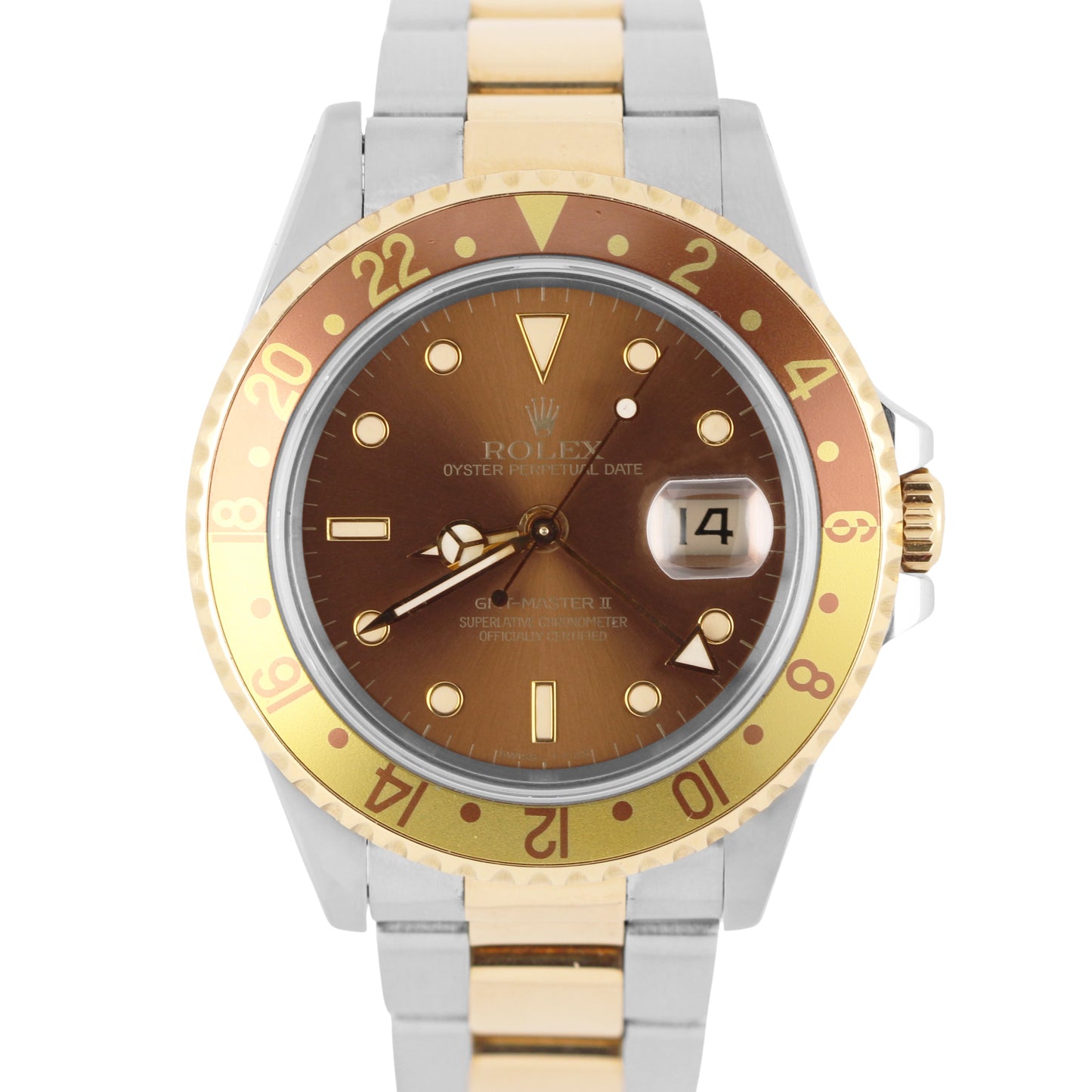 Rolex GMT-Master II 'ROOT BEER' Two-Tone 18k Gold Steel Brown 40mm 16713 Watch