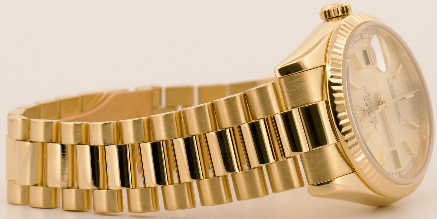 2014 RSC Rolex Day-Date President SILVERED CHAMPAGNE 36mm 18K Gold 118238 BOX