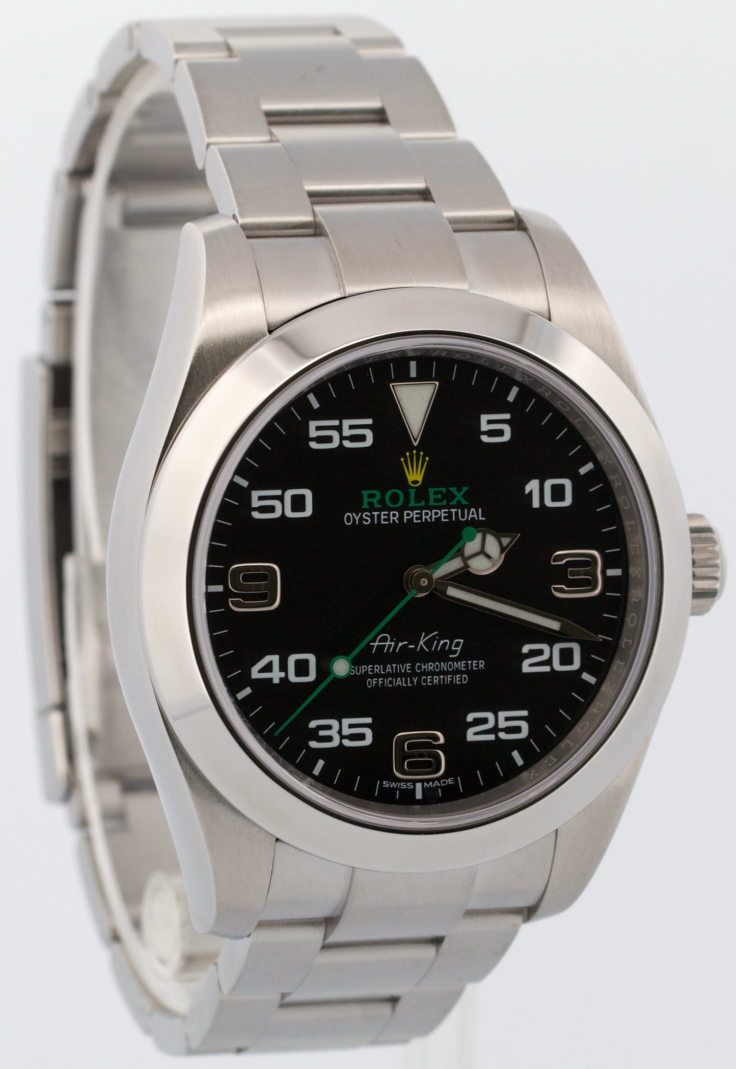 Rolex Air-King 40mm Green BLACK Stainless Steel Automatic Oyster Watch 116900