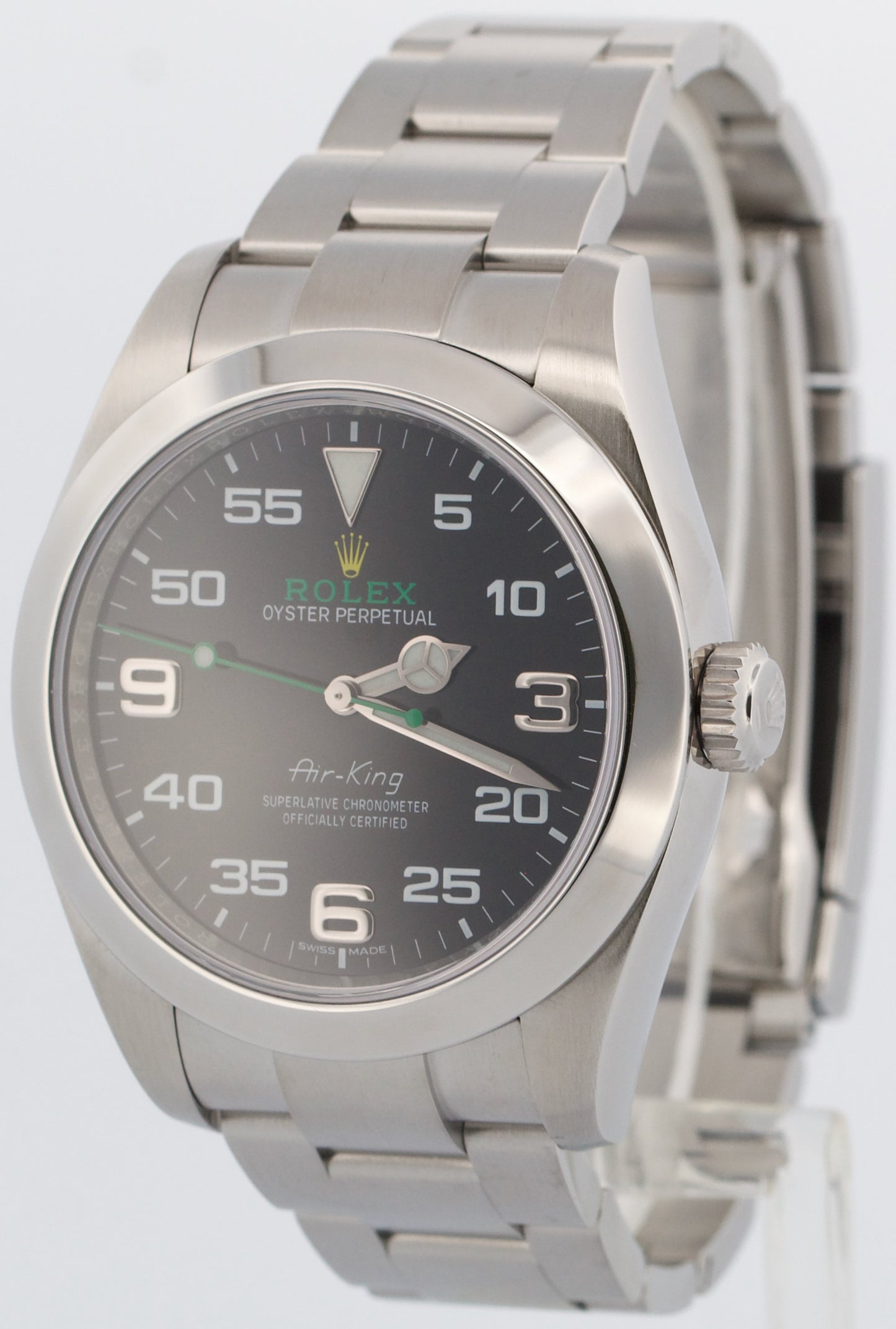 Rolex Air-King 40mm Green BLACK Stainless Steel Automatic Oyster Watch 116900