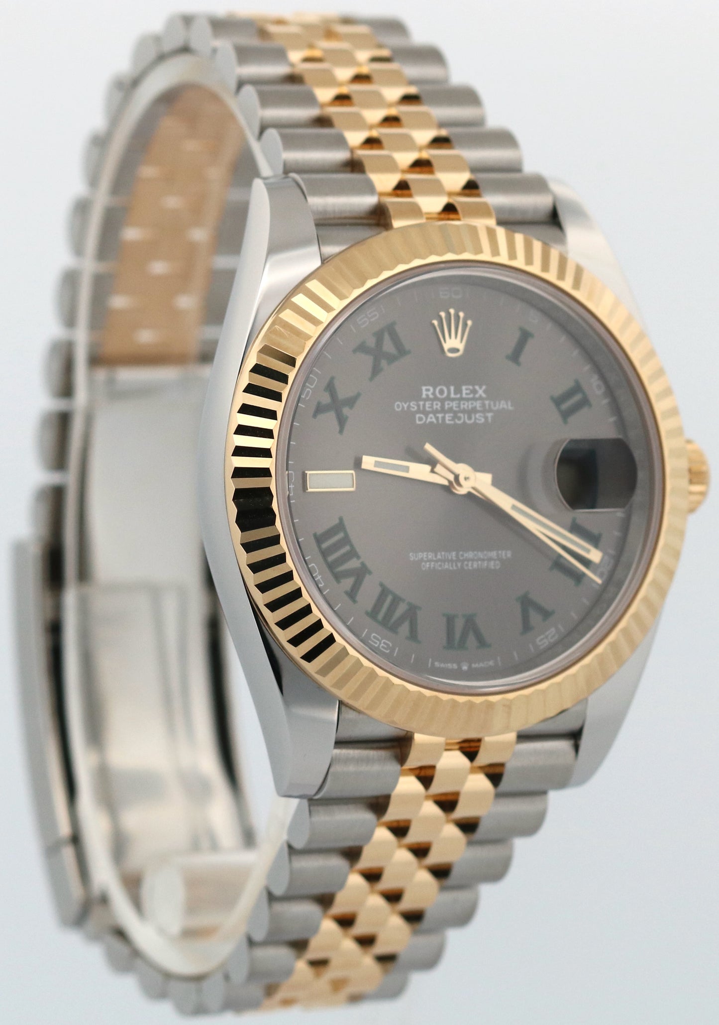 PAPERS Rolex DateJust 41 WIMBLEDON Roman 18K Steel JUBILEE 41mm 126333 Watch BOX