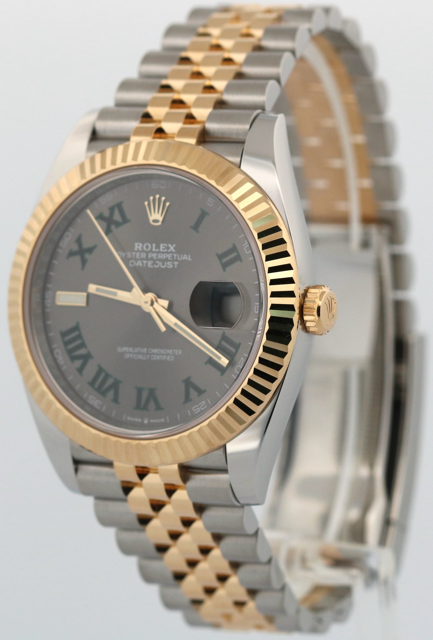 PAPERS Rolex DateJust 41 WIMBLEDON Roman 18K Steel JUBILEE 41mm 126333 Watch BOX