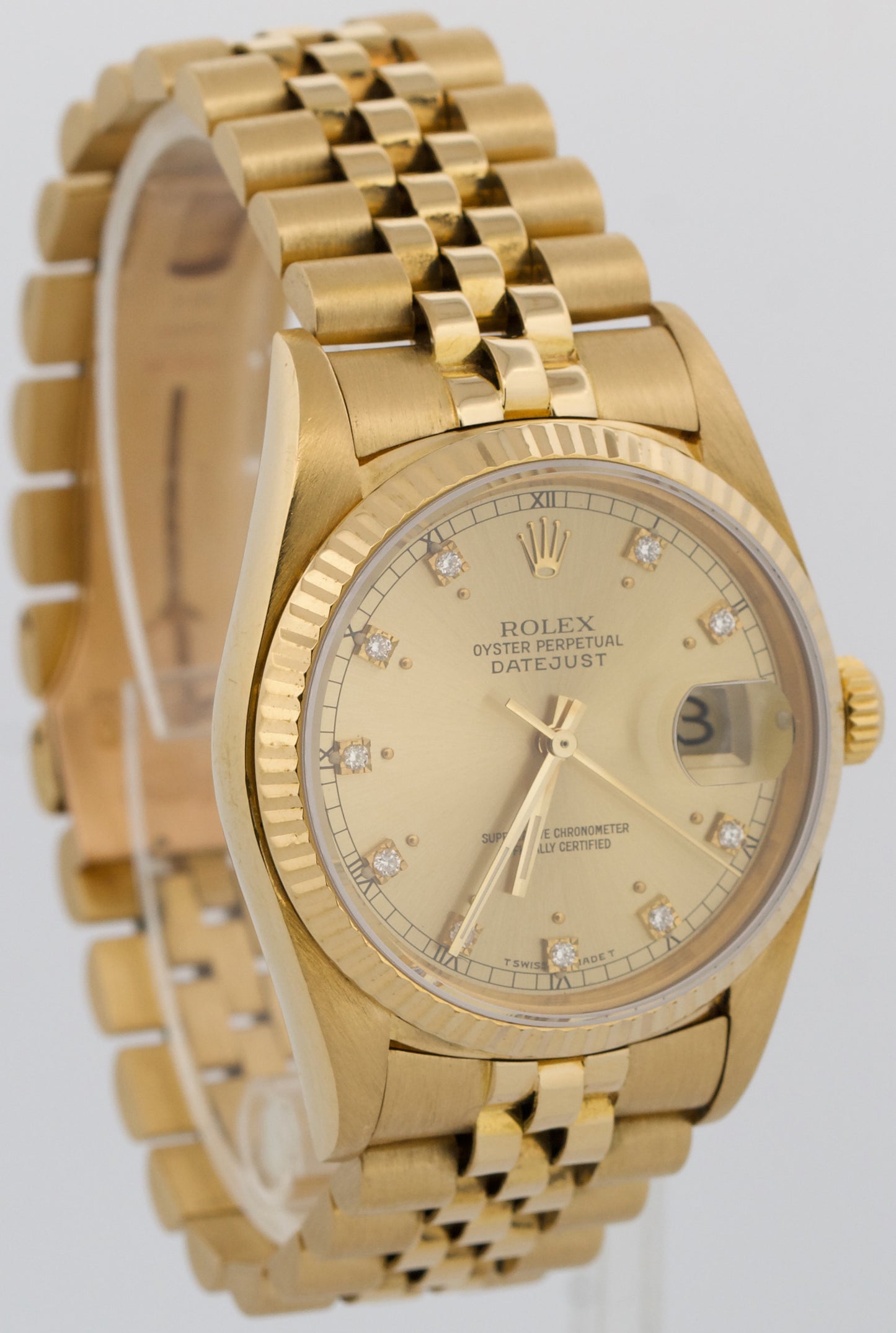 VINTAGE 1986 Rolex DateJust 36mm CHAMPAGNE DIAMOND 18K Yellow Gold JUBILEE 16018