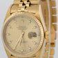 VINTAGE 1986 Rolex DateJust 36mm CHAMPAGNE DIAMOND 18K Yellow Gold JUBILEE 16018