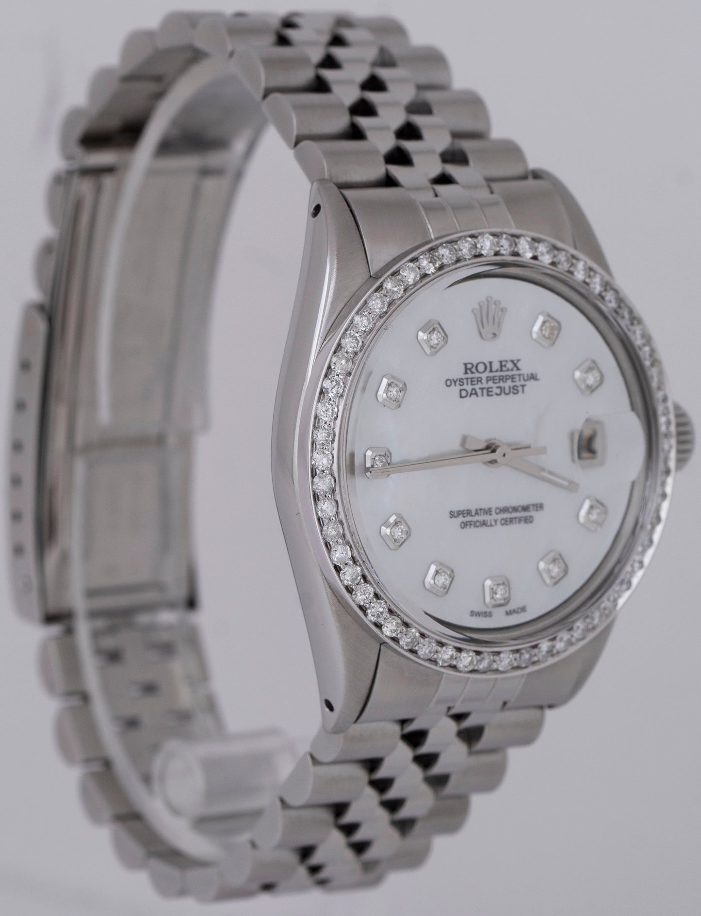 Rolex DateJust DIAMOND MOP 36mm Stainless Steel Automatic Jubilee Watch 1603