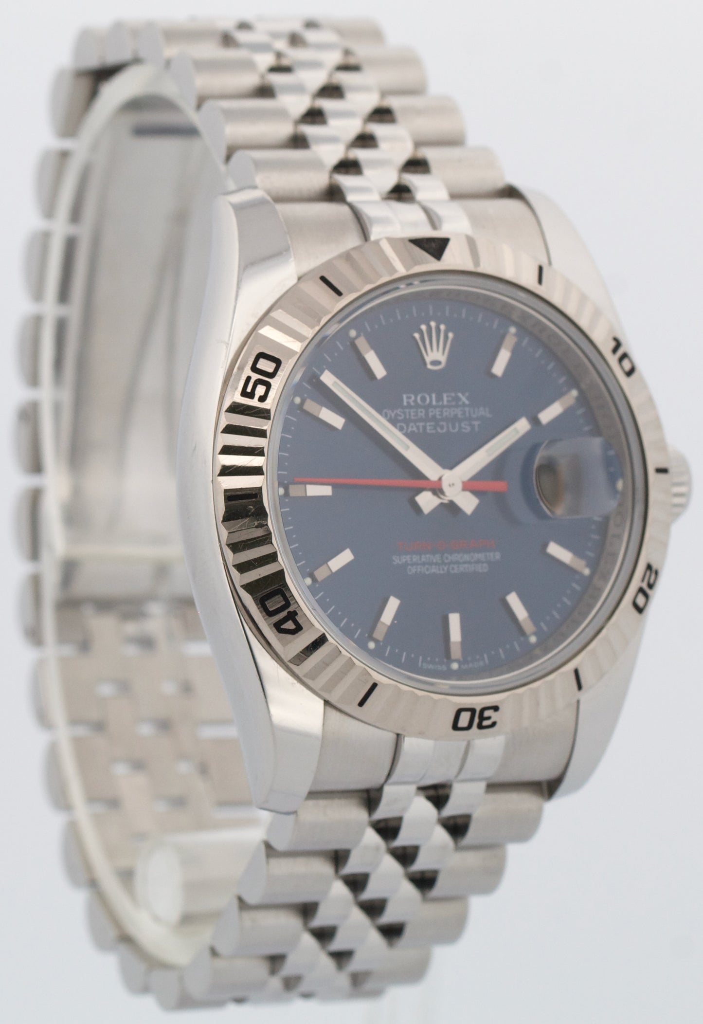 Rolex DateJust Turn-O-Graph Thunderbird BLUE Red Stainless JUBILEE 18K 116264