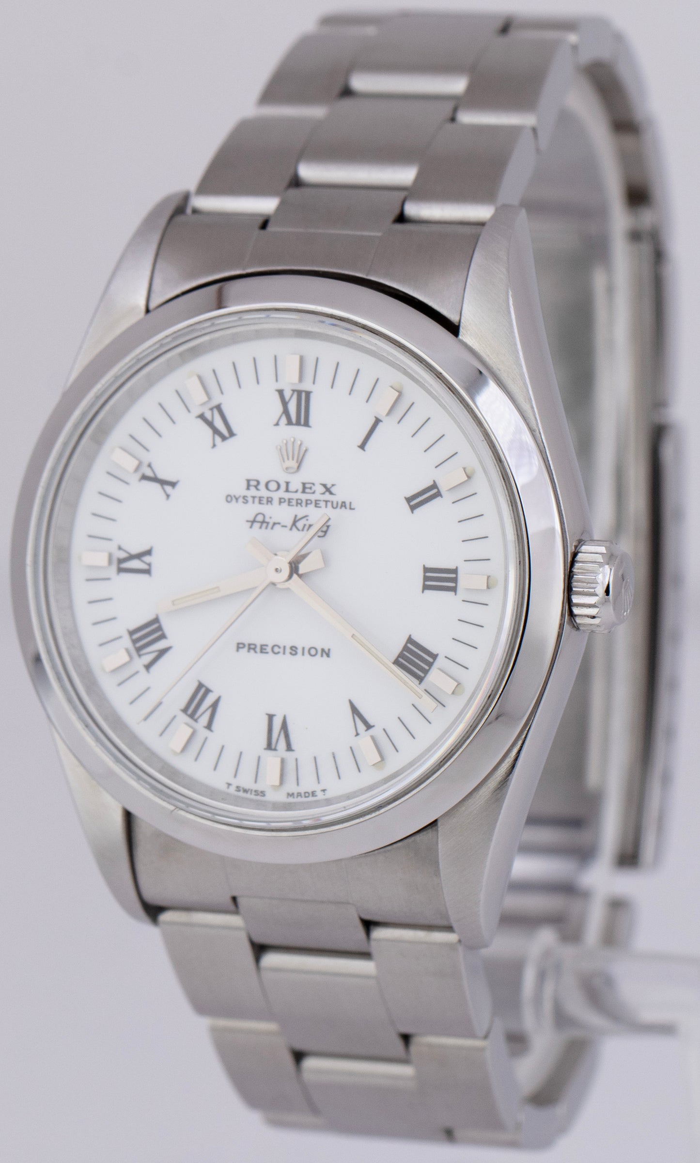 MINT Rolex Air-King Precision White Stainless Steel 34mm Automatic Watch 14000