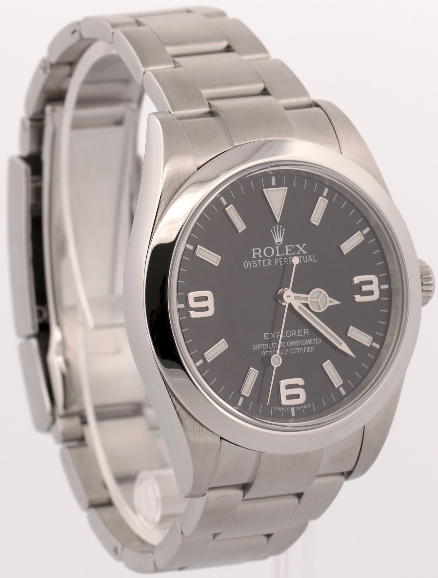 2010 PAPERS Rolex Explorer I BLACK Stainless Steel 39mm 3-6-9 MK1 214270 BOX