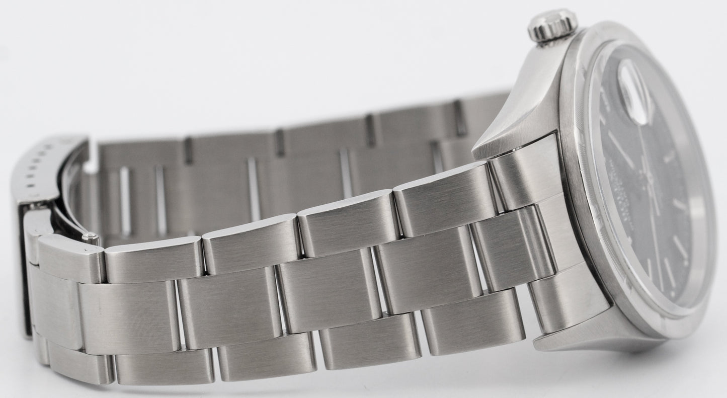 Rolex Oyster Perpetual Date 34mm BLACK Stainless Steel Oyster NO-HOLES 15210