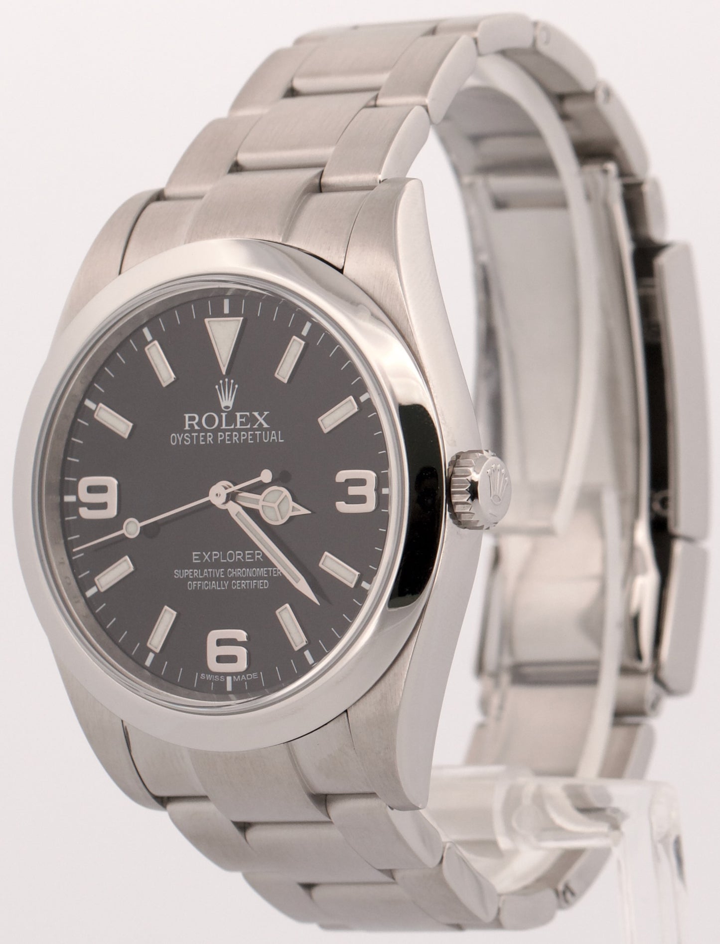 2010 PAPERS Rolex Explorer I BLACK Stainless Steel 39mm 3-6-9 MK1 214270 BOX