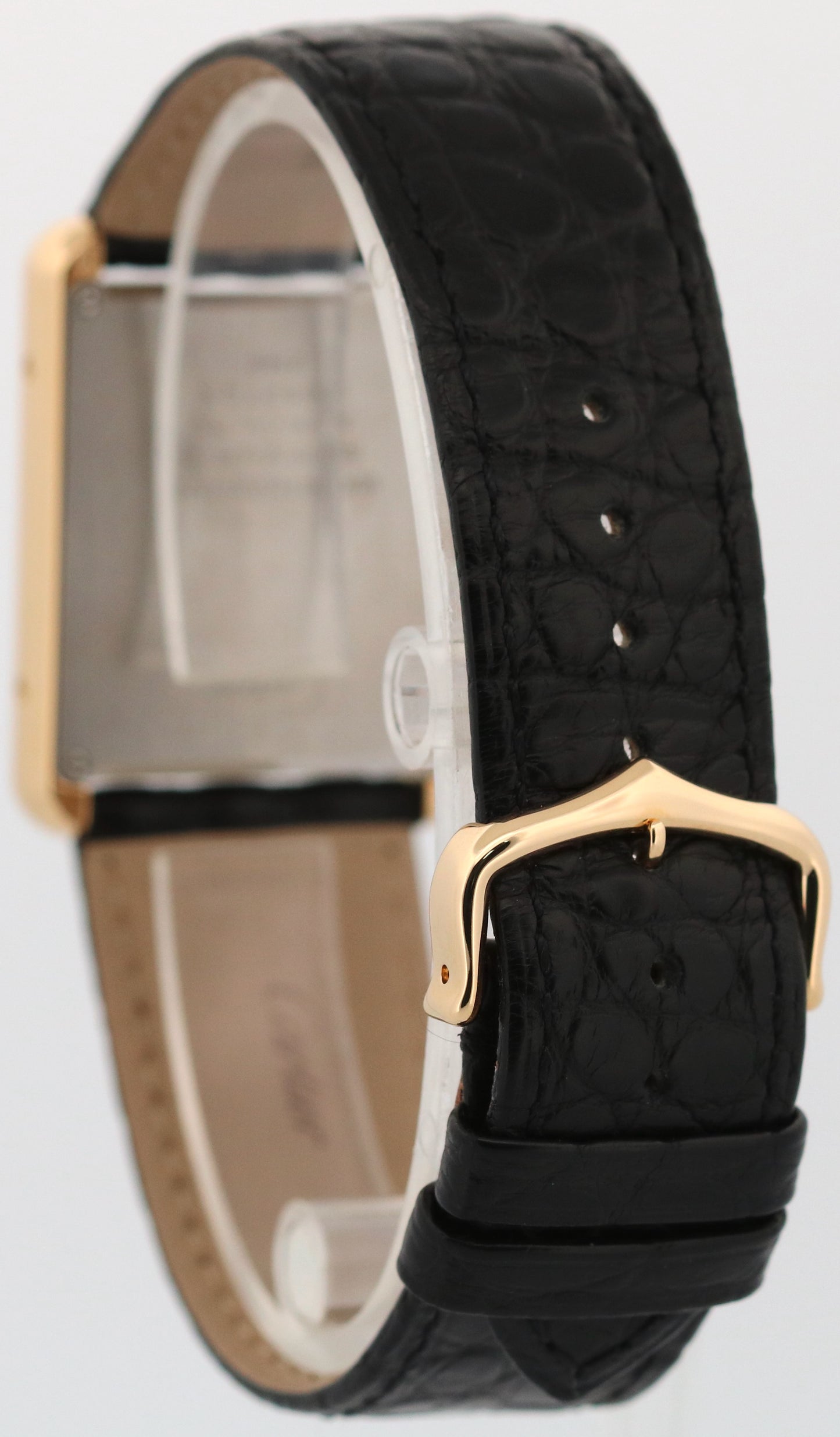 Cartier Tank Solo Large SILVER 18K Yellow Gold Quartz 2742 W1018855 Leather 27mm