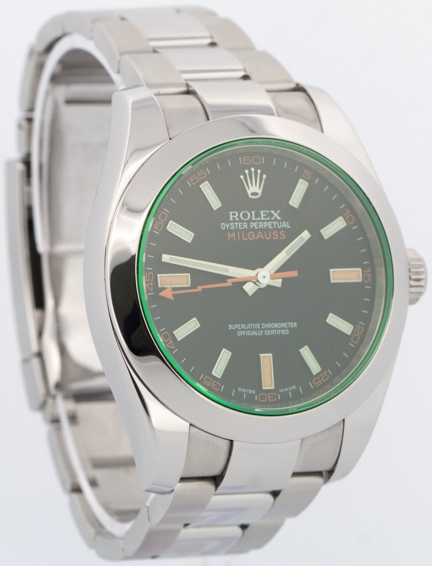 PAPERS Rolex Milgauss Green BLACK 40mm 116400 GV Stainless Steel Watch BOX