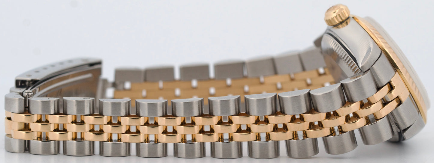 Rolex Oyster Perpetual 24mm CHAMPAGNE 18K Yellow Gold Steel JUBILEE 76193 Watch