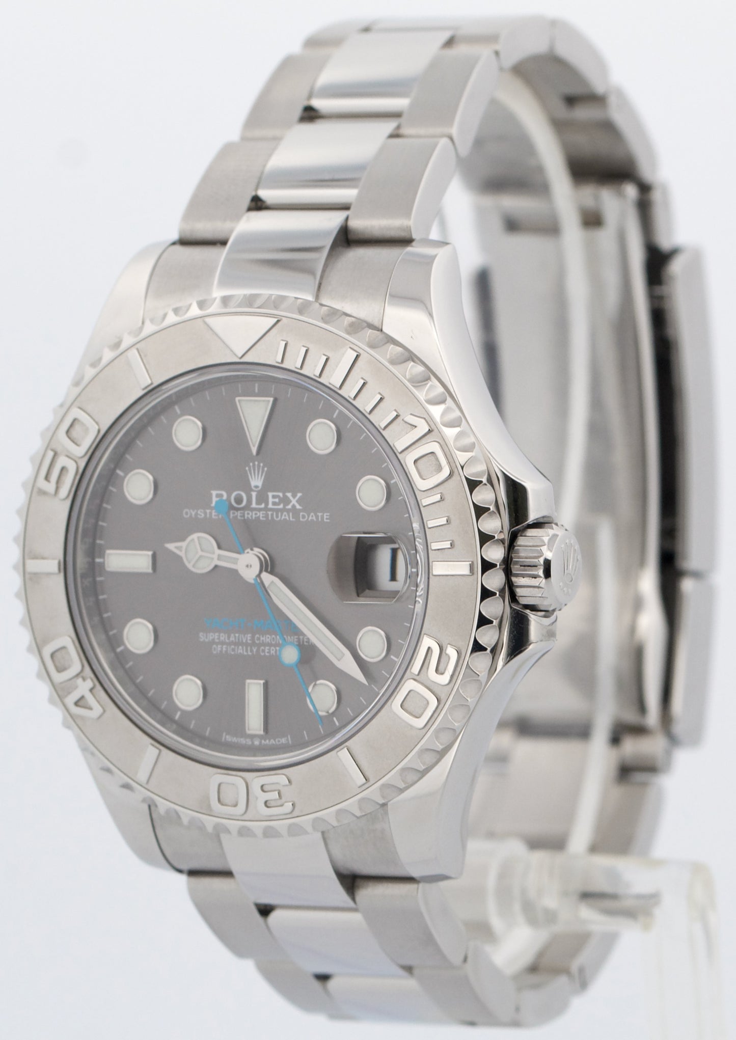 2021 PAPERS Rolex Yacht-Master RHODIUM 37mm Steel Grey Blue 268622 Watch BOX