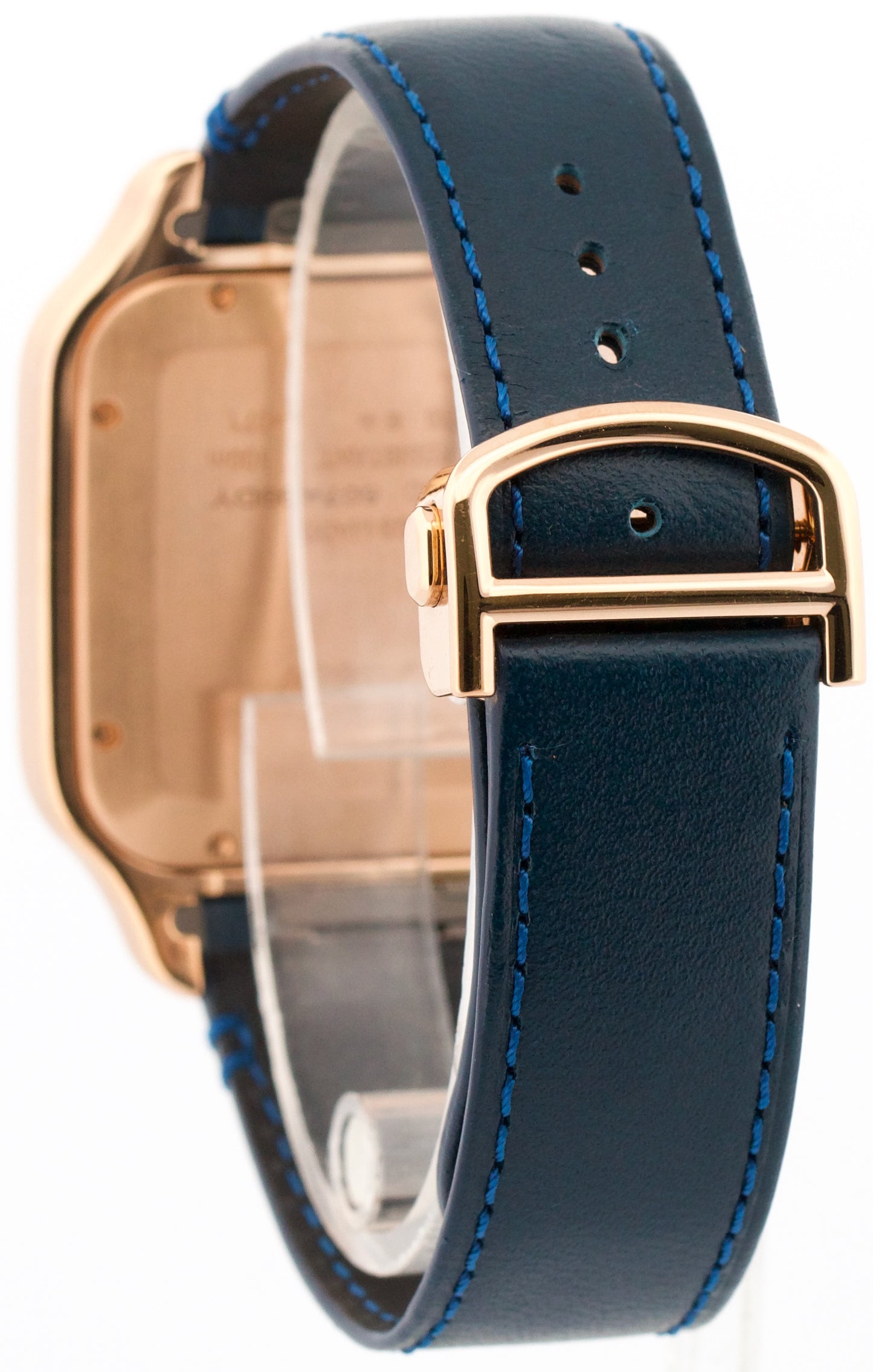 NEW 2024 PAPERS Cartier Santos 39.8mm 18K Gold BLUE Leather 4071 WGSA0019 BOX