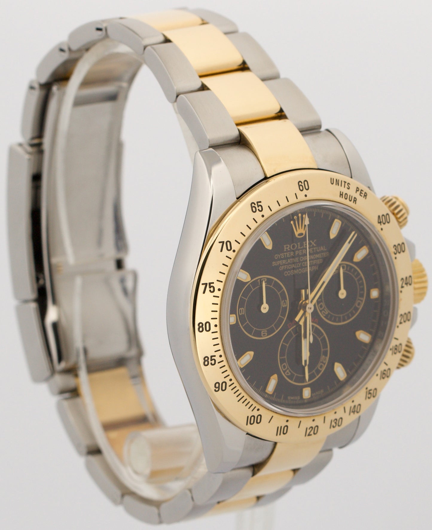 PAPERS Rolex Daytona Cosmograph BLACK 18K Yellow Gold Steel REHAUT 116523 BOX