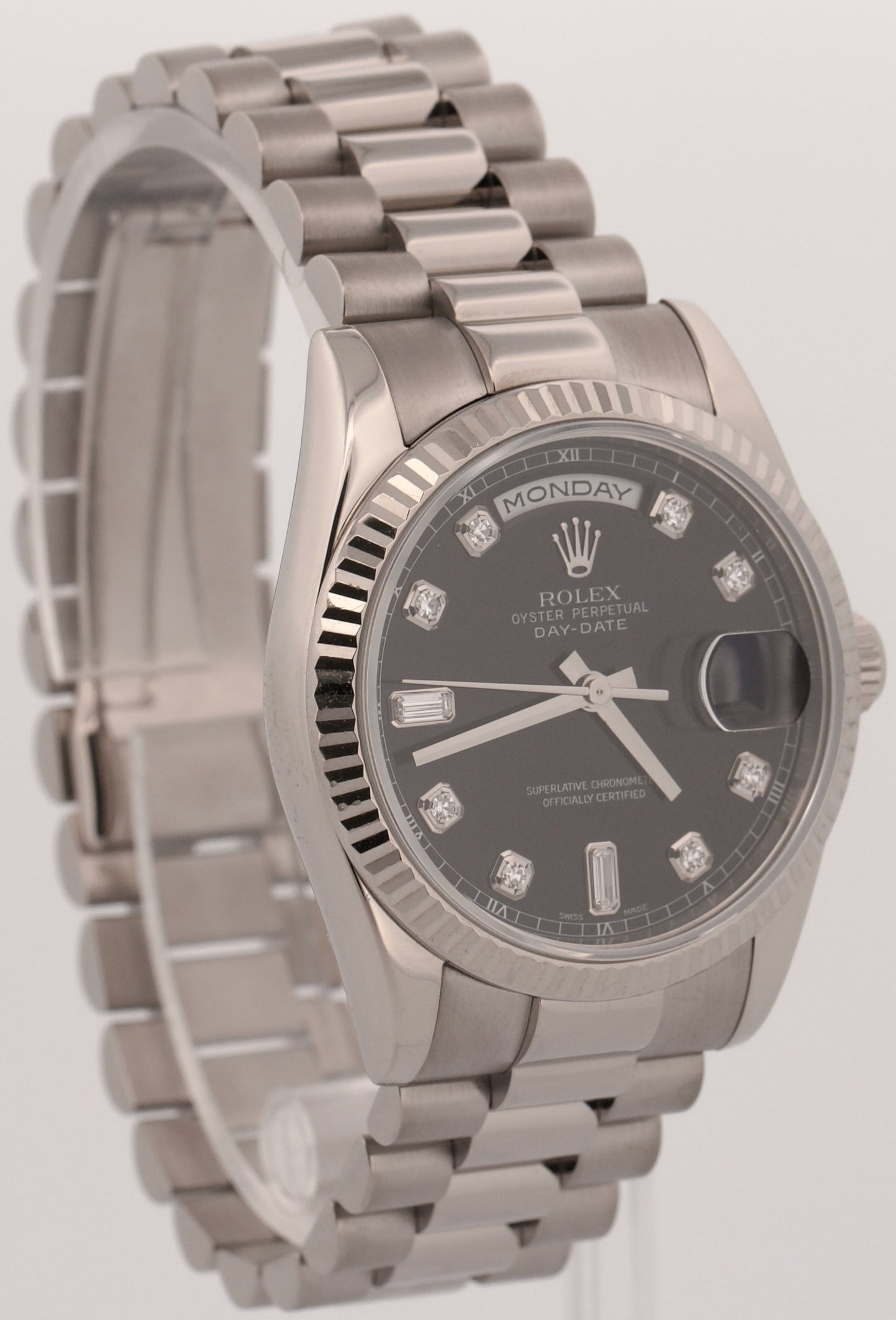 2024 RSC PAPERS Rolex Day-Date President 36mm BLACK DIAMOND 18K Gold 118239 BOX
