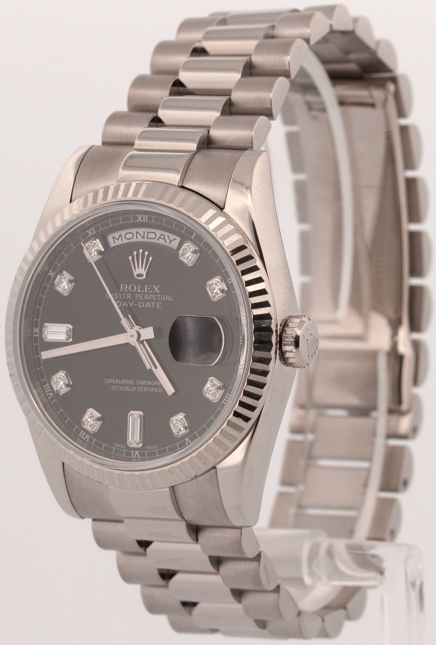 2024 RSC PAPERS Rolex Day-Date President 36mm BLACK DIAMOND 18K Gold 118239 BOX