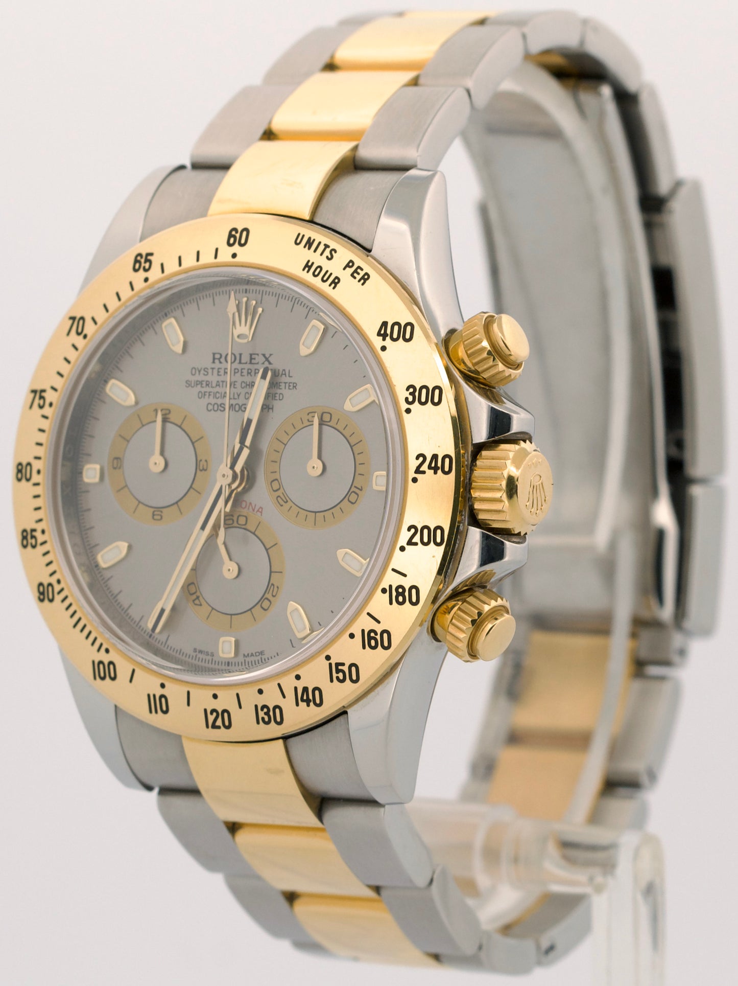 2014 UNPOLISHED PAPERS Rolex Daytona GRAY 18K Gold Steel REHAUT 116523 BOX