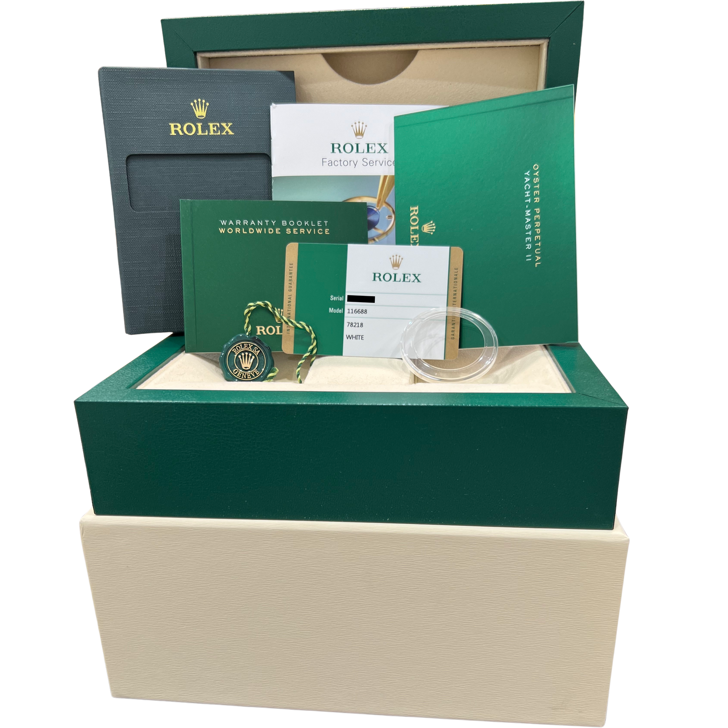 MINT PAPERS Rolex Yacht-Master II 18K Yellow Gold 44mm White 116688 Watch BOX