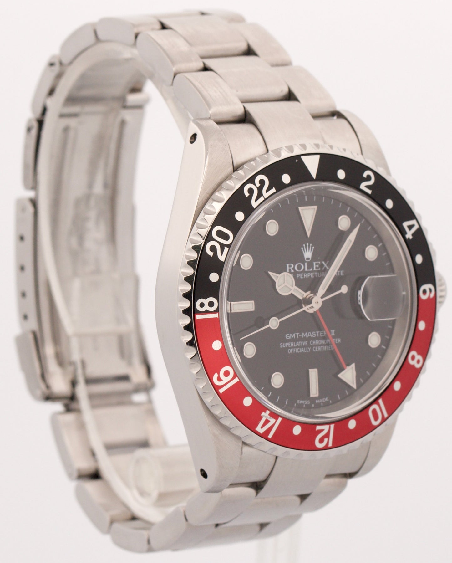 Rolex GMT-Master II 40mm COKE Red Black Stainless Steel OYSTER Date 16710 Watch