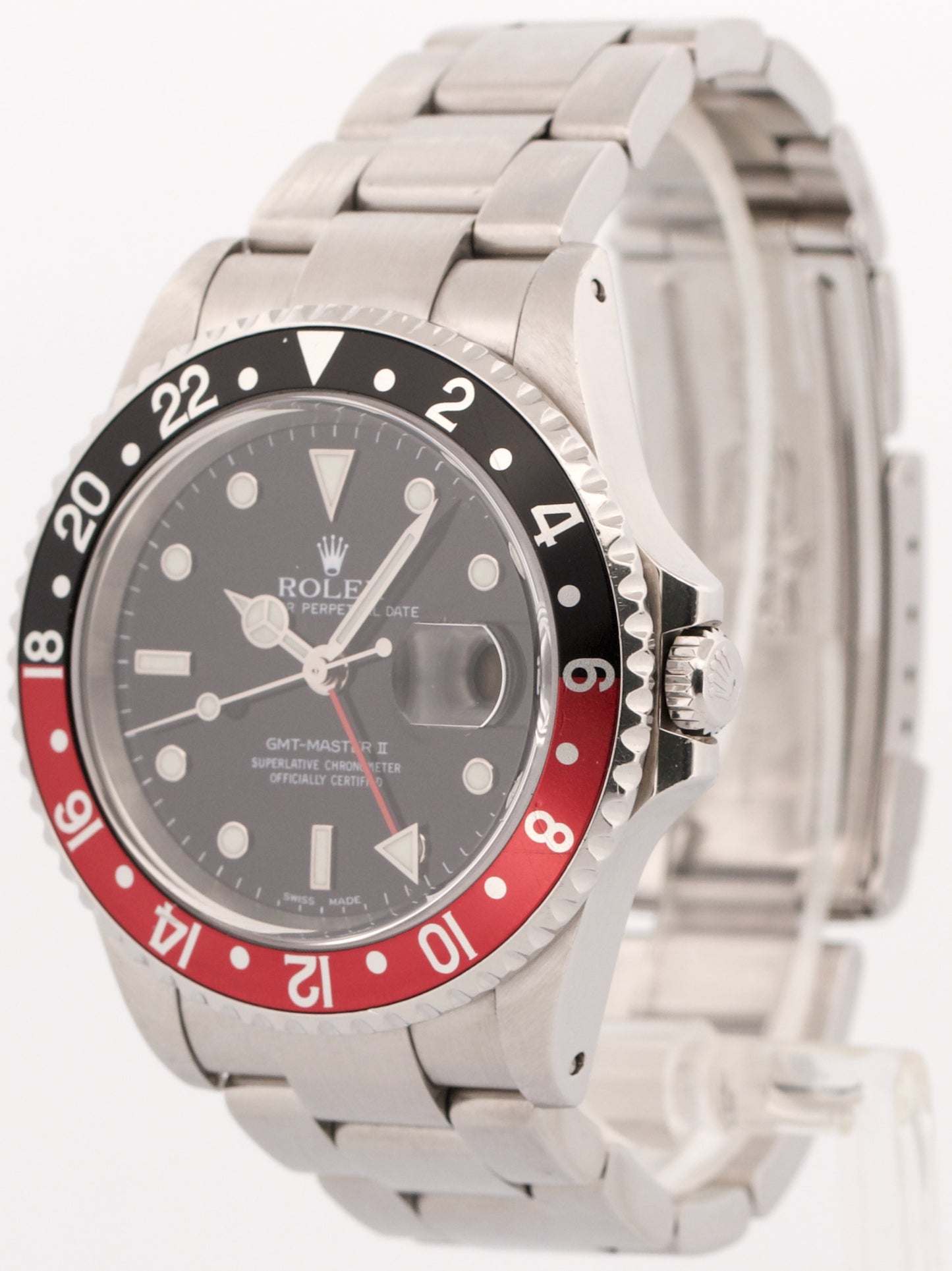 Rolex GMT-Master II 40mm COKE Red Black Stainless Steel OYSTER Date 16710 Watch