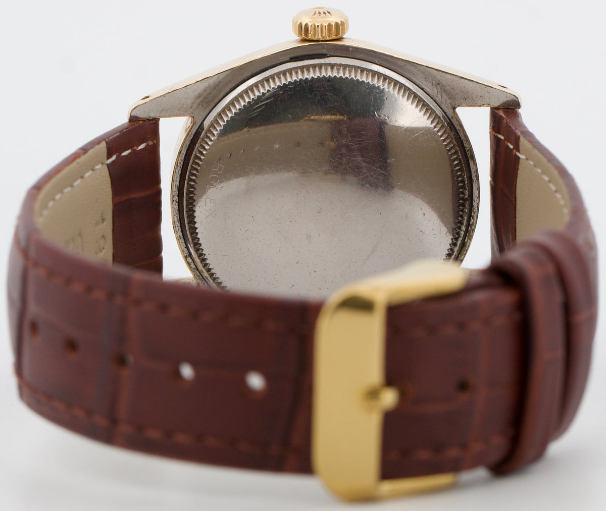 Vintage Rolex Oyster Perpetual 6334 Golden Egg Patina Gold Bubbleback 34mm Watch