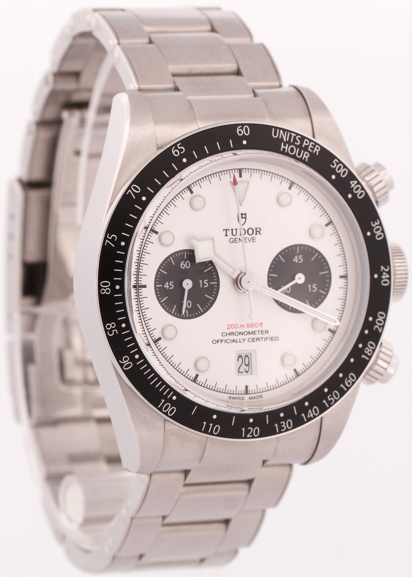 MINT PAPERS Tudor Black Bay Chrono 41mm PANDA White Stainless Watch 79360 BOX