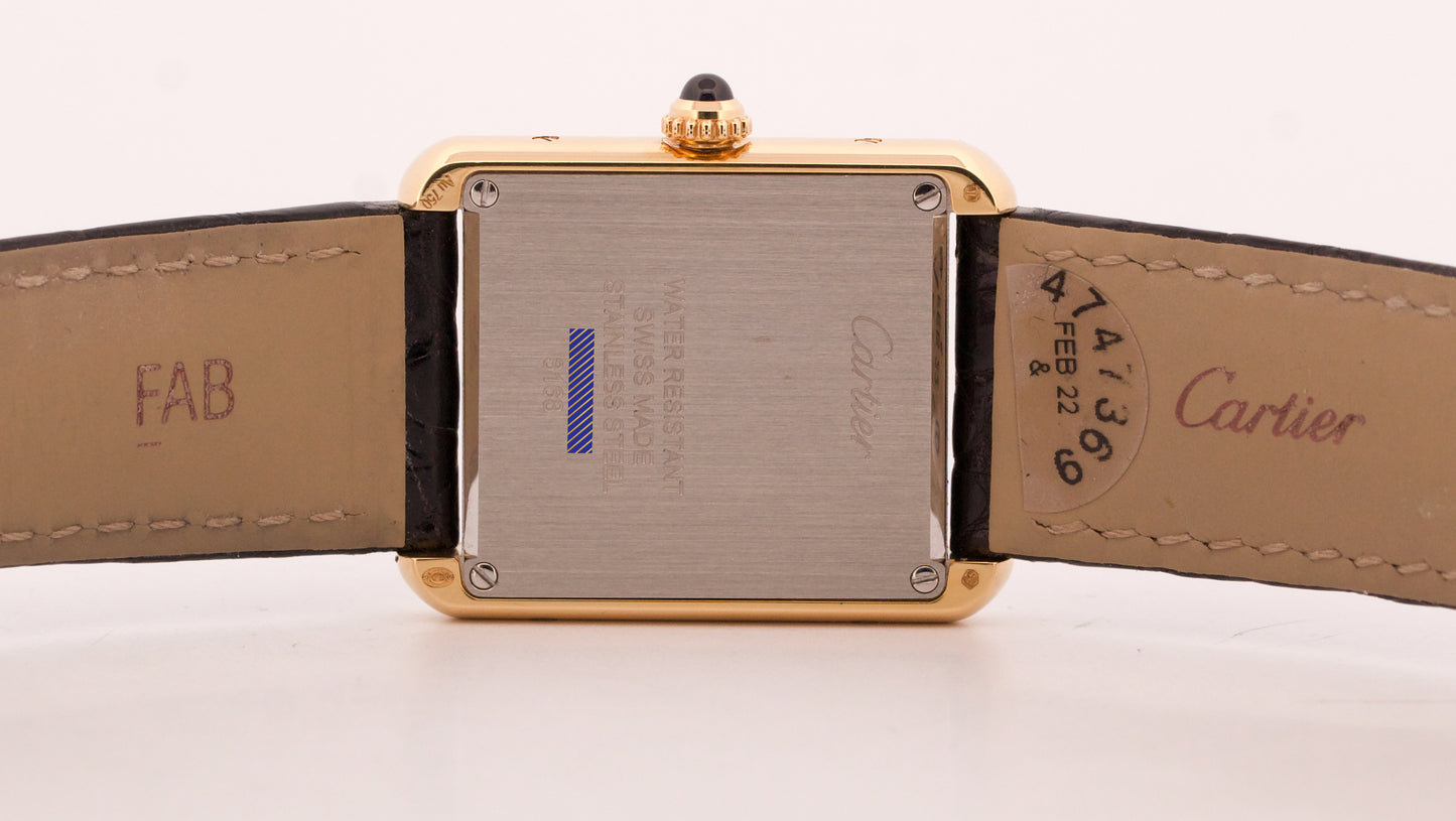 2020 PAPERS Cartier Lady Tank Solo 18K Gold SILVER Quartz 24mm 3168 W5200002 BOX