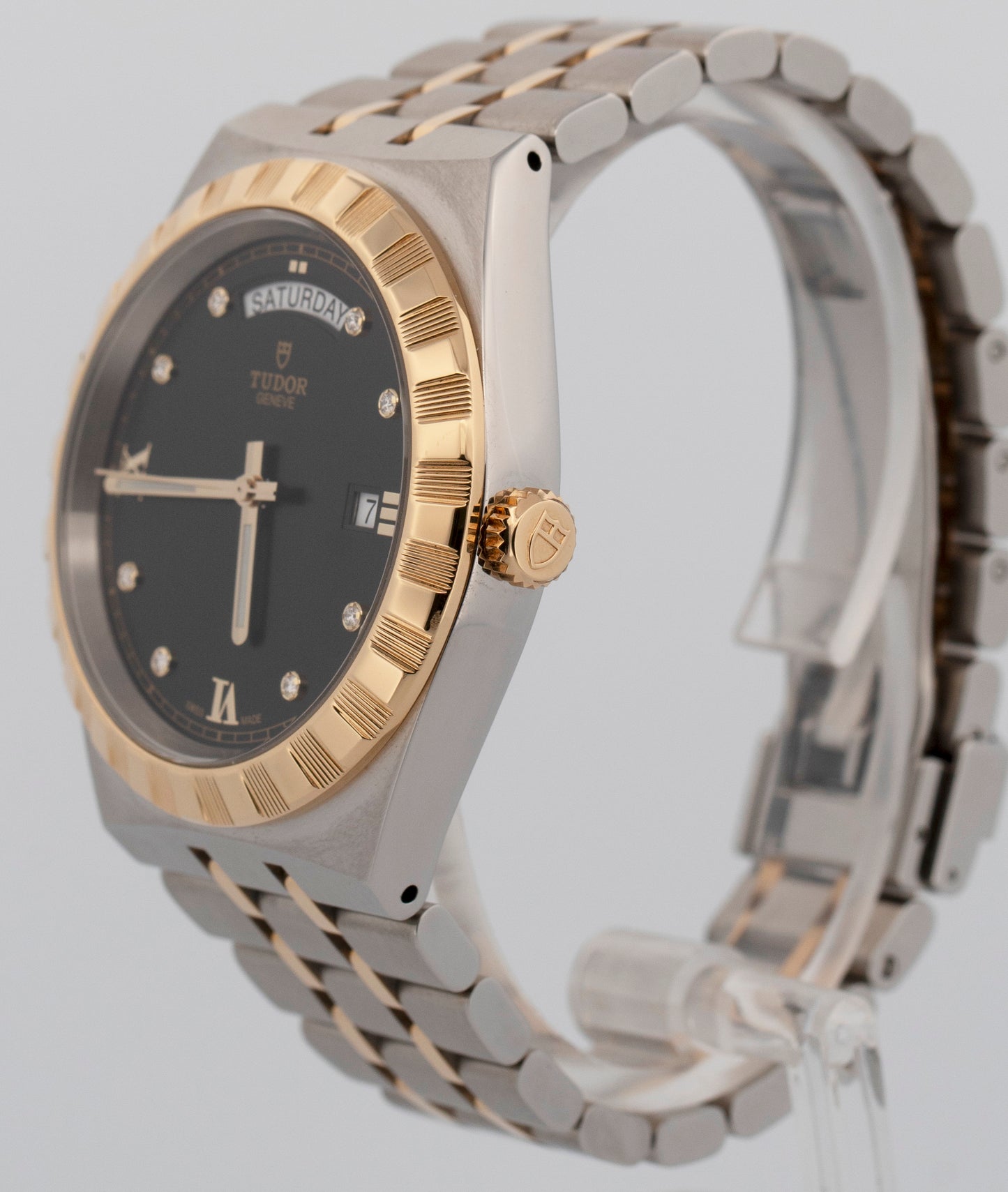 2026 PAPERS Tudor Royal 41mm Black DIAMOND Two-Tone Gold Day-Date 28603 BOX