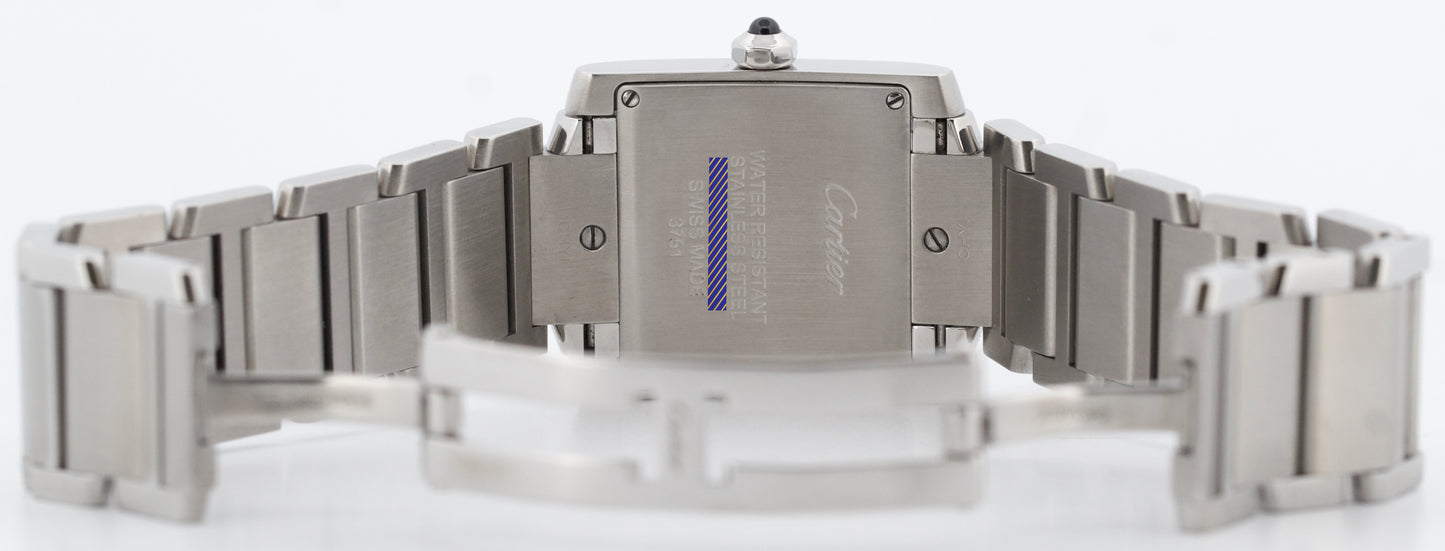 Ladies Cartier Tank Francaise 25mm IVORY Roman Quartz Steel WSTA0005 3751 BOX