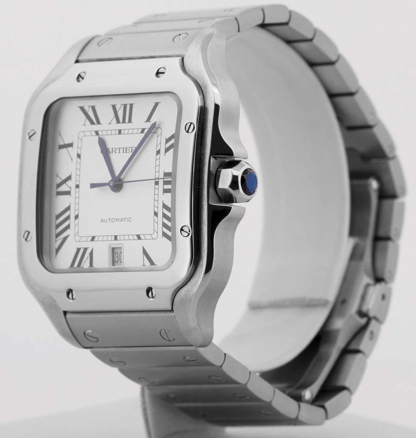 Cartier Santos WHITE ROMAN Stainless Steel 39.8mm Automatic 4072 WSSA0018 Watch