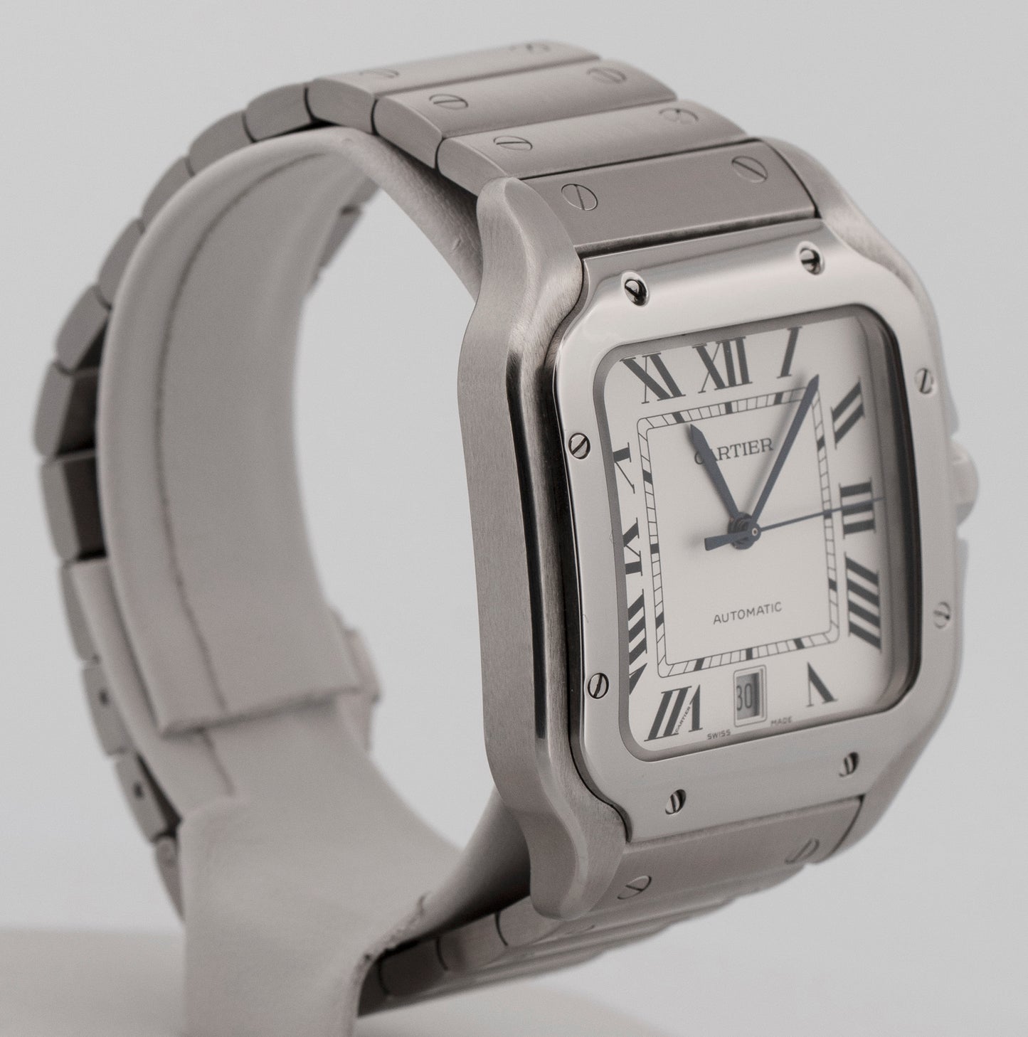 Cartier Santos WHITE ROMAN Stainless Steel 39.8mm Automatic 4072 WSSA0018 Watch