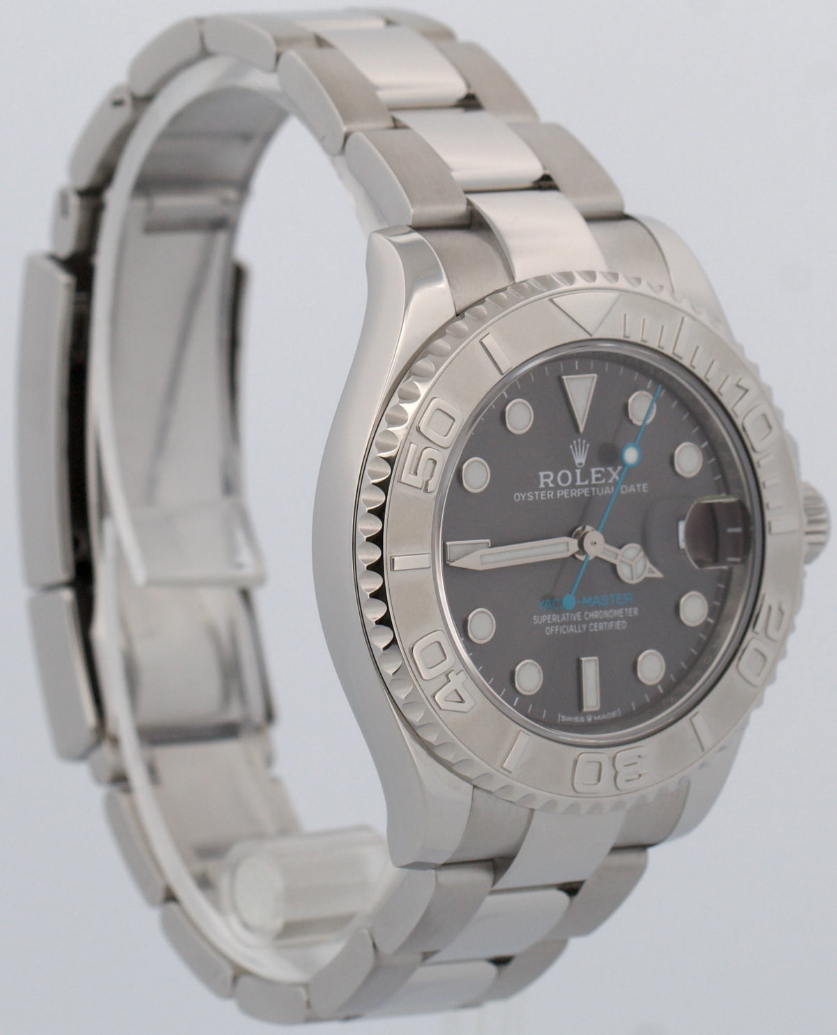 2022 Rolex Yacht-Master 268622 Rhodium 37mm Steel Grey Blue Watch Box Papers