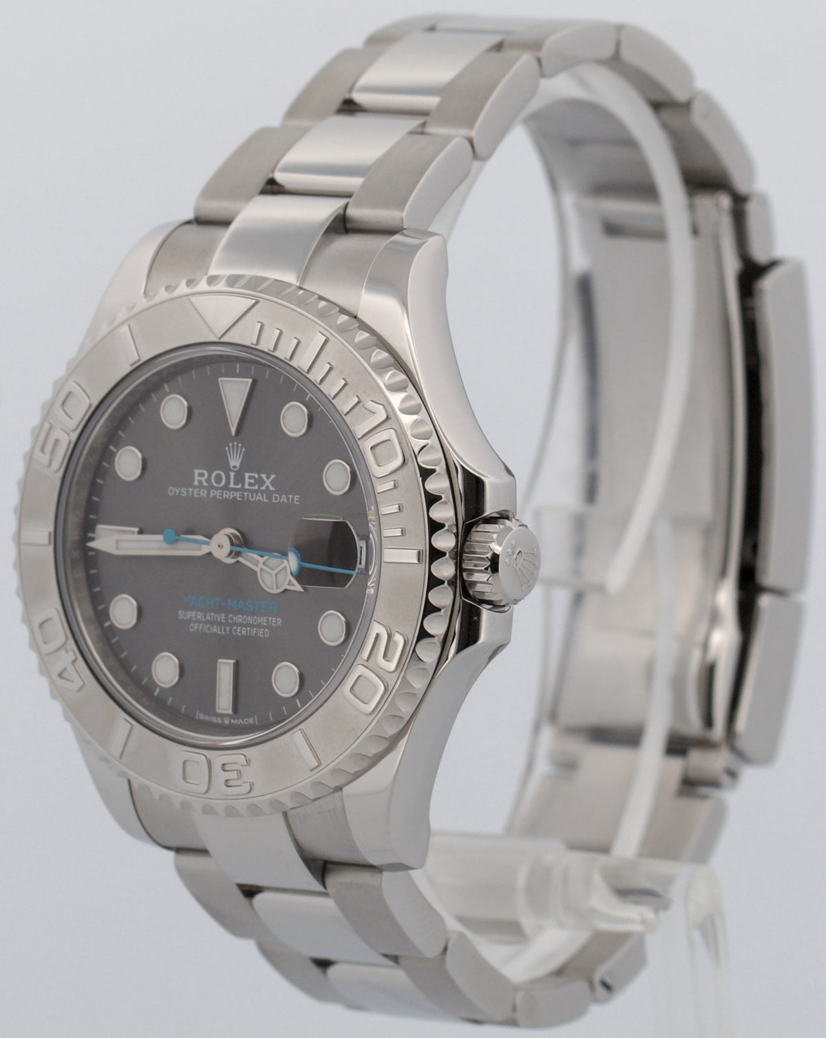 2022 Rolex Yacht-Master 268622 Rhodium 37mm Steel Grey Blue Watch Box Papers