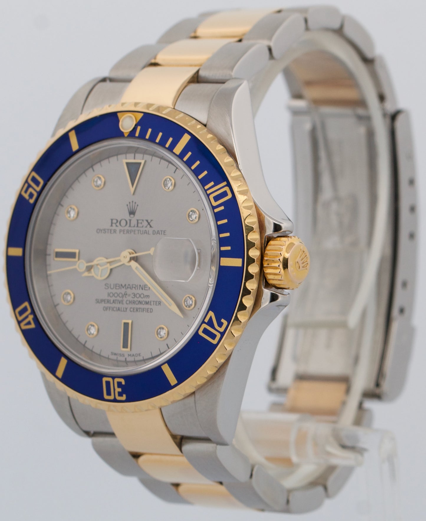 Rolex Submariner Date 40mm SERTI SLATE DIAMOND Two-Tone 18K Gold Steel 16613